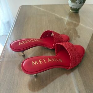 Antonio Melani Red Kitten Heel Sandals